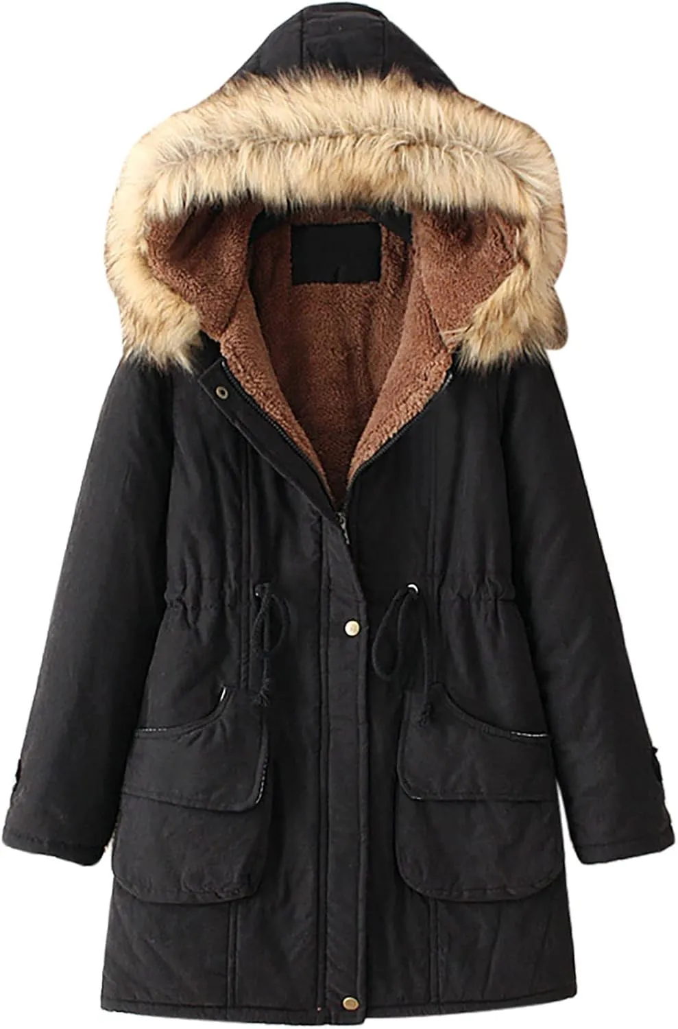 SMIDOW Winter Coats For Women 2023 Trendy Thicken Puffer Jackets With Faux Fur Hood Warm Parka Coat Outwear