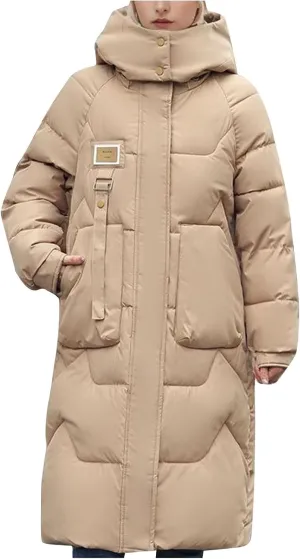 SMIDOW Women's Winter Warm Puffer Padded Coats Quilted Lightweight Hooded Long Jackets Casual Baggy Outwear Trendy 2023