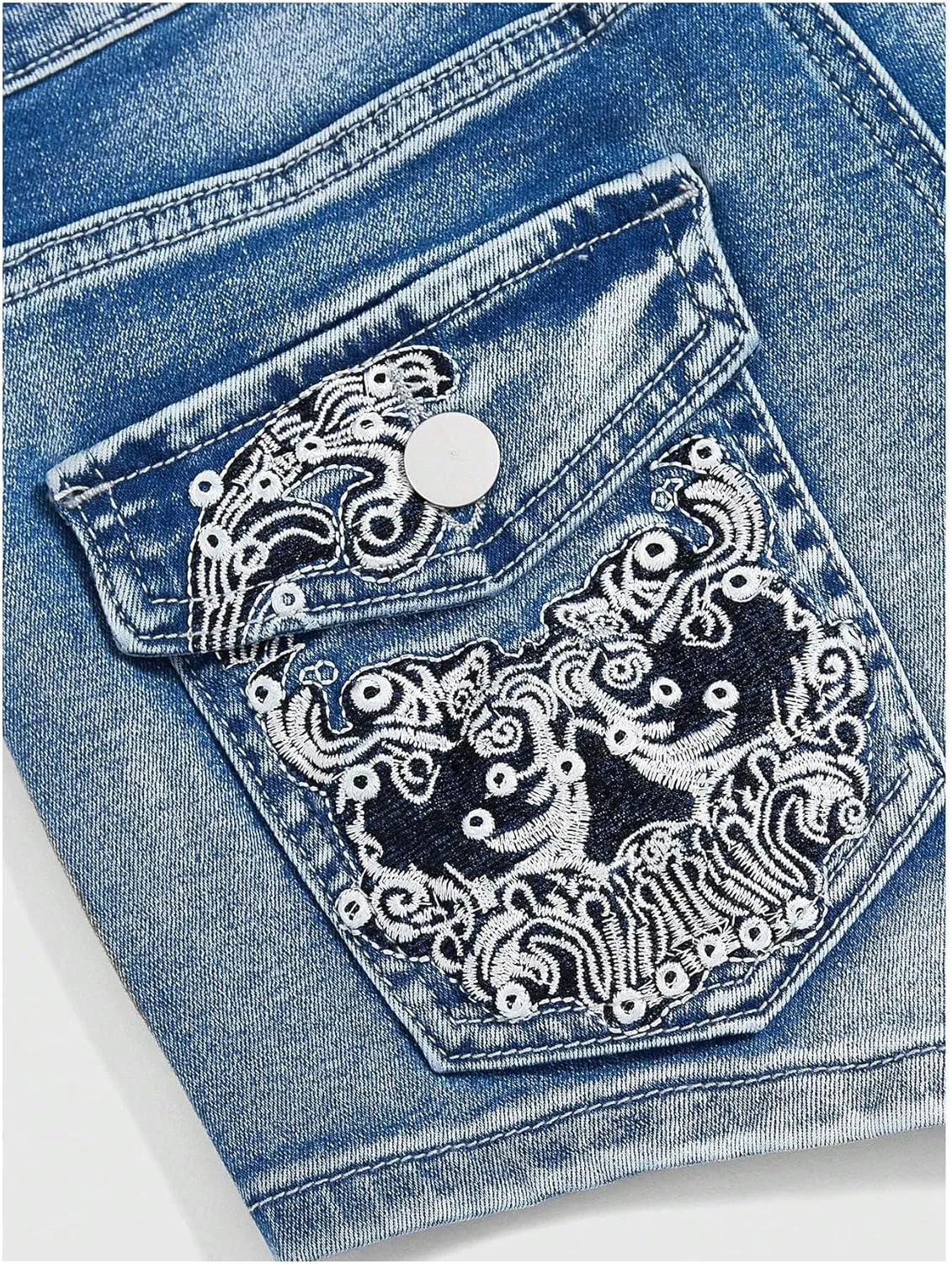 SOLY HUX Women's Y2k Denim Shorts Grunge Punk Low Waist Skinny Mini Jean Shorts Streetwear