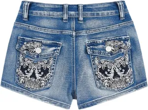 SOLY HUX Women's Y2k Denim Shorts Grunge Punk Low Waist Skinny Mini Jean Shorts Streetwear