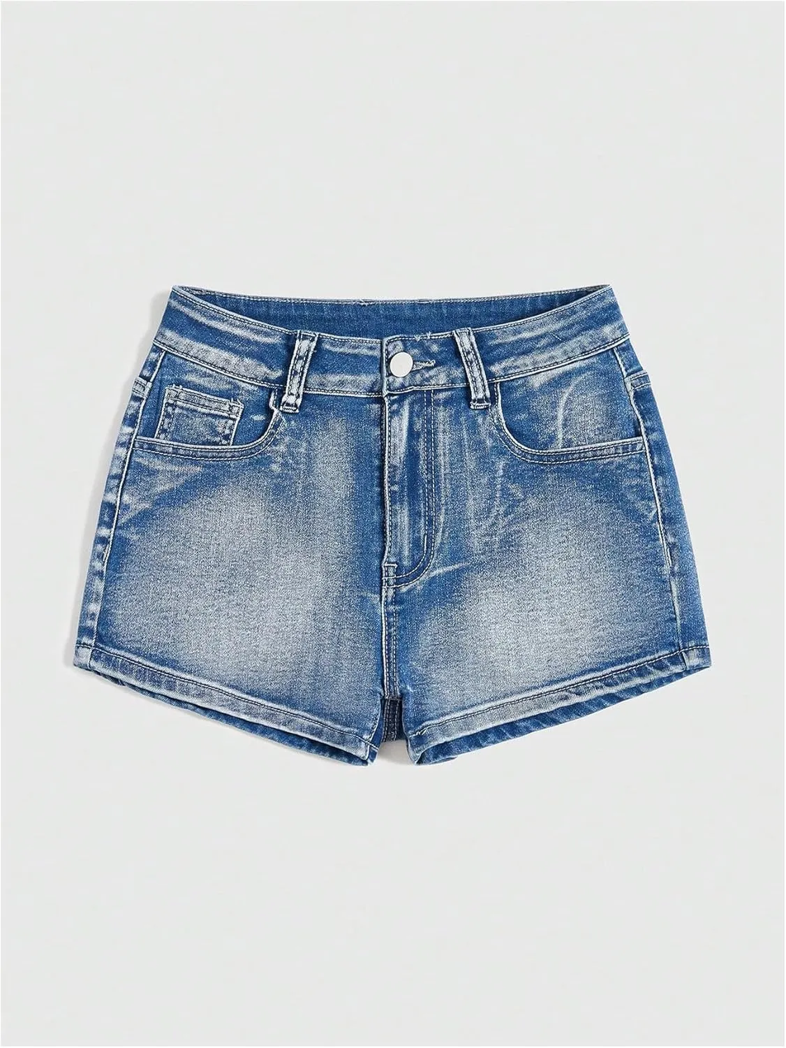 SOLY HUX Women's Y2k Denim Shorts Grunge Punk Low Waist Skinny Mini Jean Shorts Streetwear