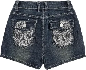 SOLY HUX Women's Y2k Denim Shorts Grunge Punk Low Waist Skinny Mini Jean Shorts Streetwear