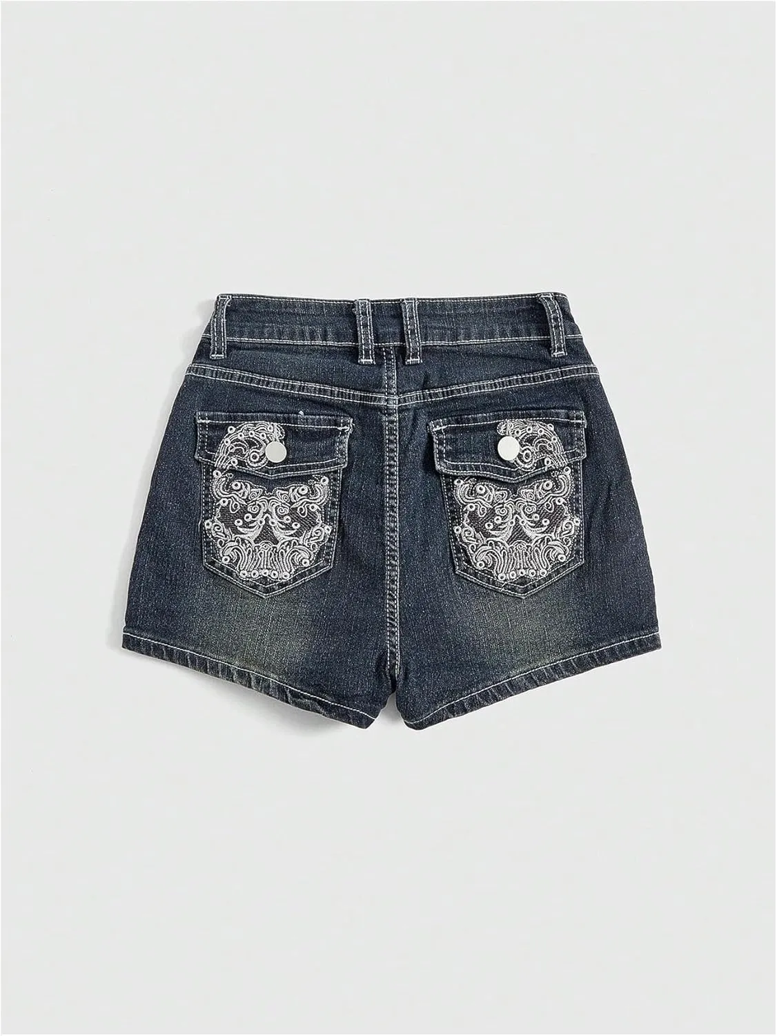 SOLY HUX Women's Y2k Denim Shorts Grunge Punk Low Waist Skinny Mini Jean Shorts Streetwear
