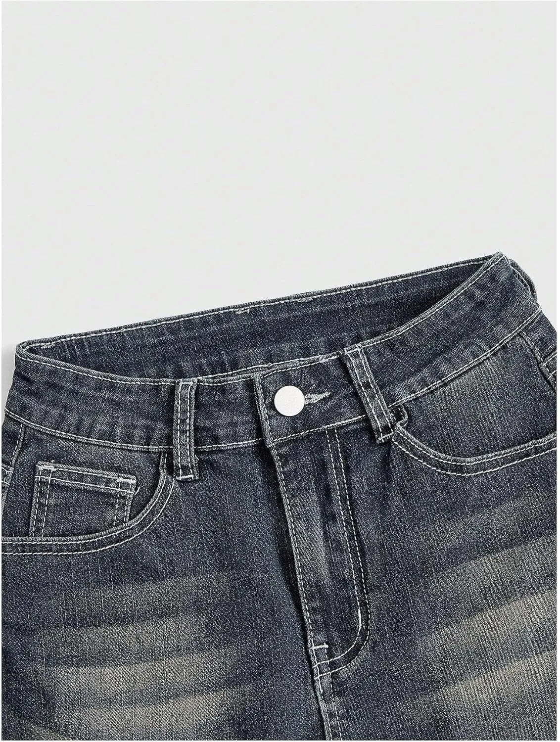 SOLY HUX Women's Y2k Denim Shorts Grunge Punk Low Waist Skinny Mini Jean Shorts Streetwear