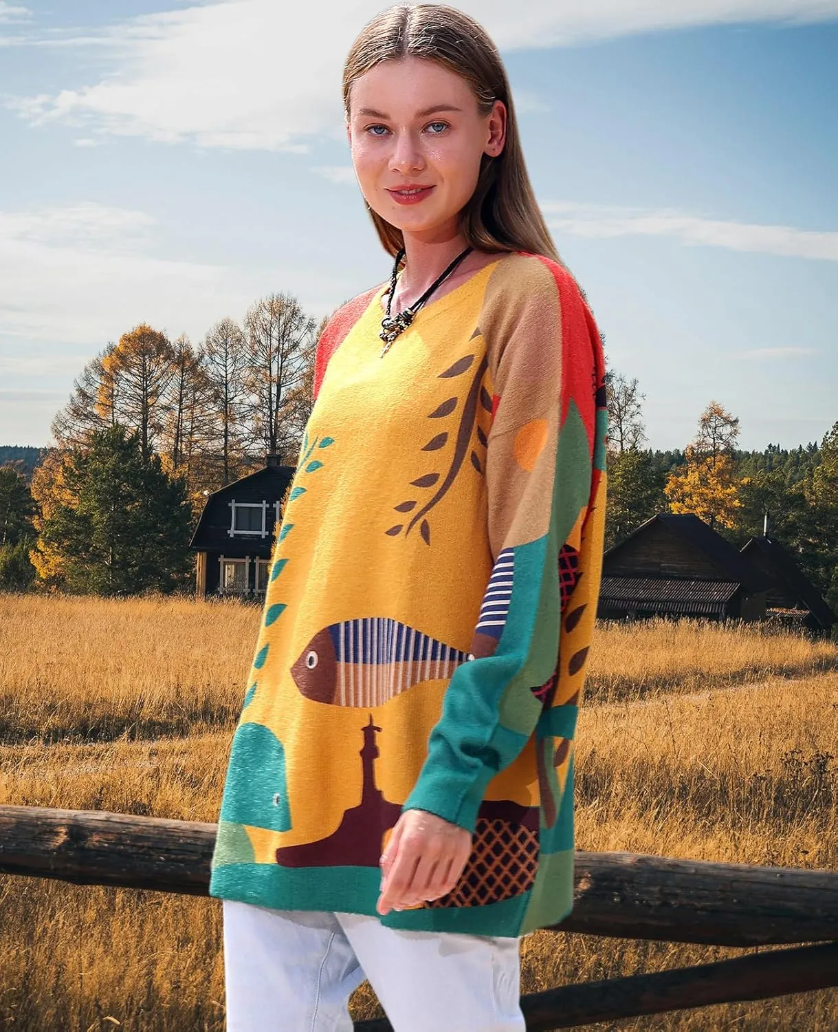 Spring Sweaters for Women 2025 Plus Size Crewneck Lightweigh Pullover Sweaters Graphic Printed Knit Trendy Tops