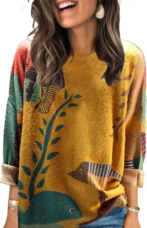 Spring Sweaters for Women 2025 Plus Size Crewneck Lightweigh Pullover Sweaters Graphic Printed Knit Trendy Tops
