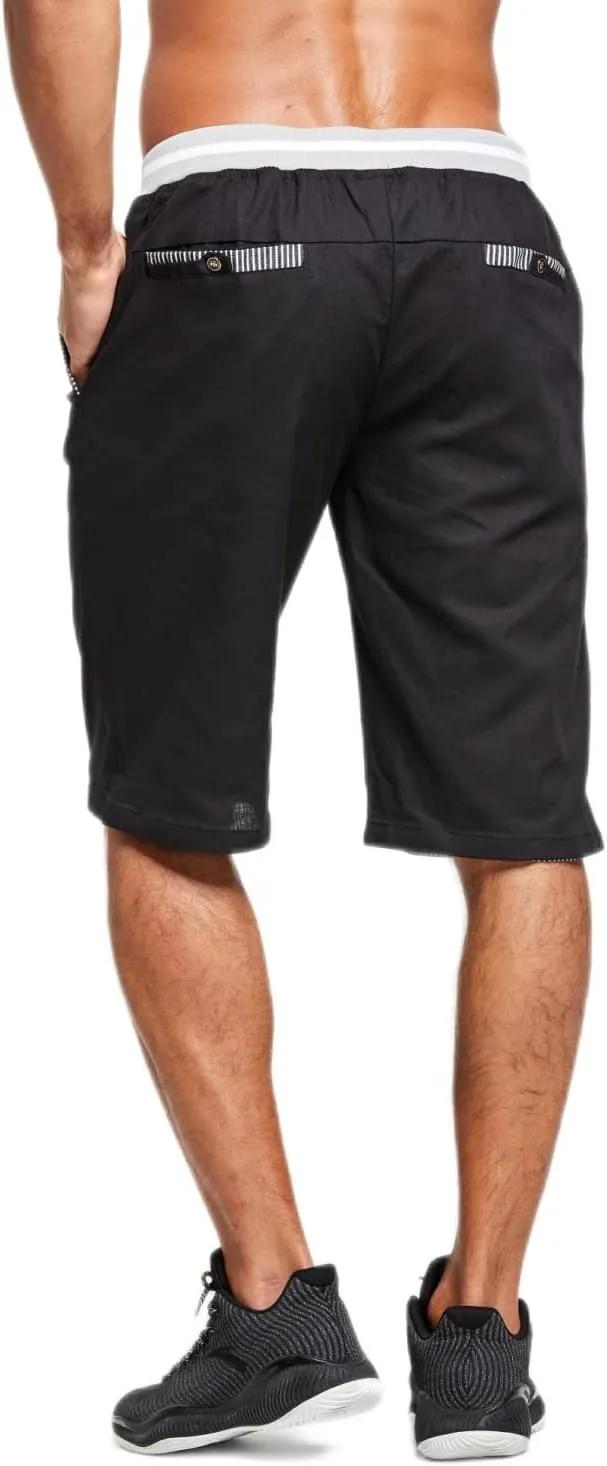 STICKON Men's Shorts Casual Classic Fit Drawstring Summer Beach Shorts with Elastic Waist and Pockets