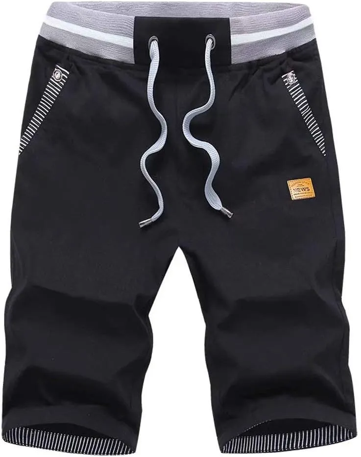 STICKON Men's Shorts Casual Classic Fit Drawstring Summer Beach Shorts with Elastic Waist and Pockets