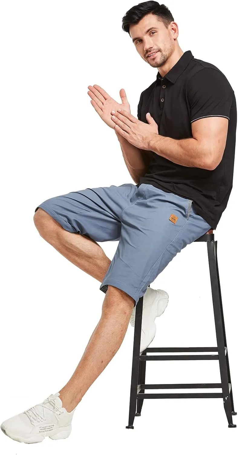 STICKON Men's Shorts Casual Classic Fit Drawstring Summer Beach Shorts with Elastic Waist and Pockets
