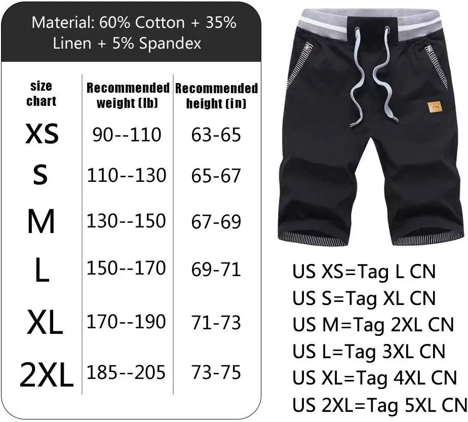 STICKON Men's Shorts Casual Classic Fit Drawstring Summer Beach Shorts with Elastic Waist and Pockets