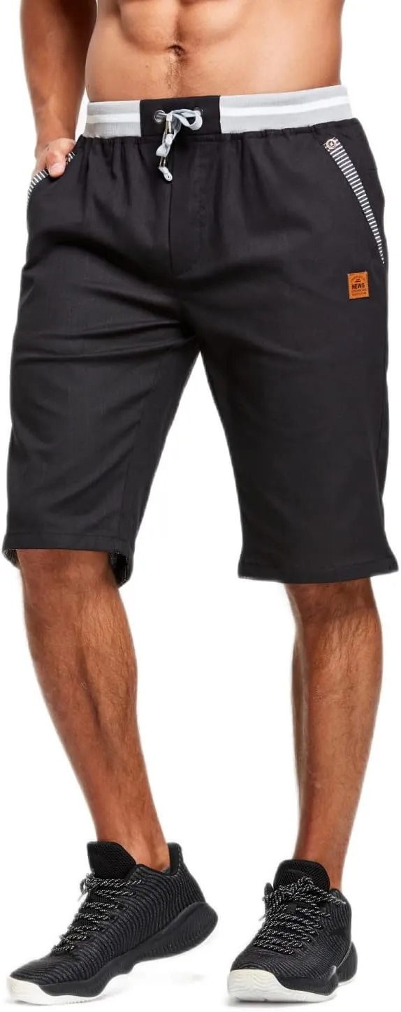 STICKON Men's Shorts Casual Classic Fit Drawstring Summer Beach Shorts with Elastic Waist and Pockets