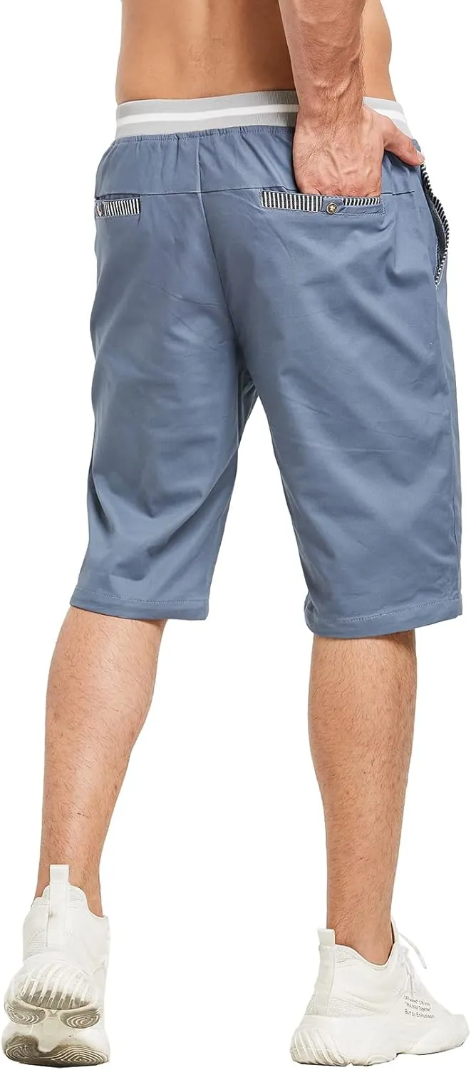 STICKON Men's Shorts Casual Classic Fit Drawstring Summer Beach Shorts with Elastic Waist and Pockets