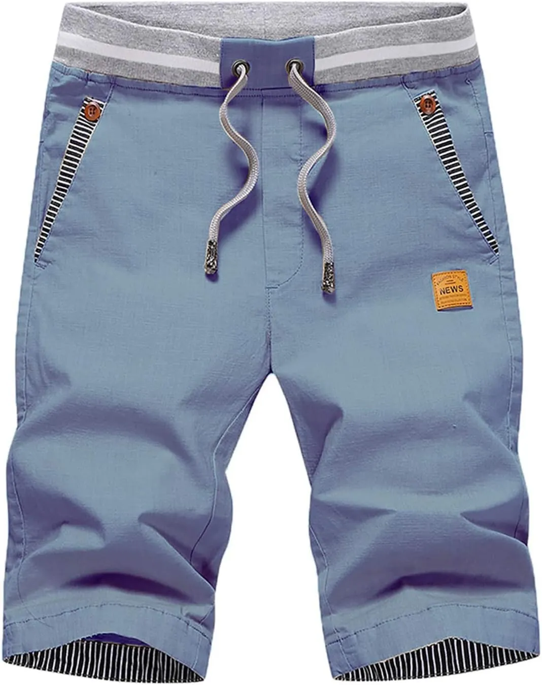 STICKON Men's Shorts Casual Classic Fit Drawstring Summer Beach Shorts with Elastic Waist and Pockets