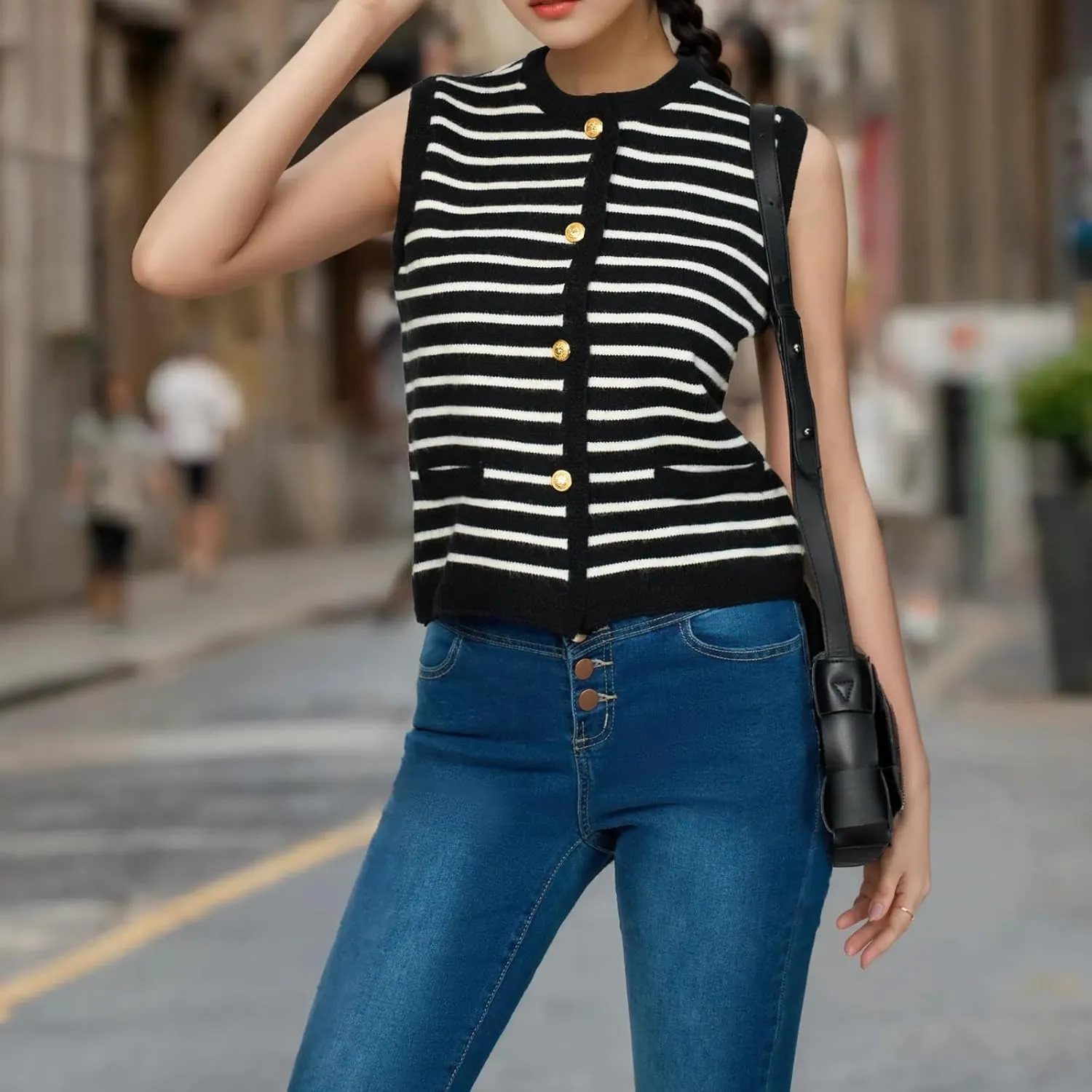 Striped Sweater Vest Women