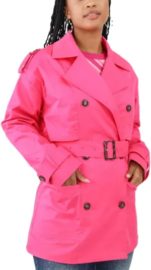 StyleMe Designs Womens Double Breasted Belted Short Trench Coat