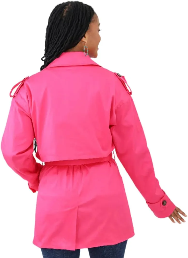 StyleMe Designs Womens Double Breasted Belted Short Trench Coat