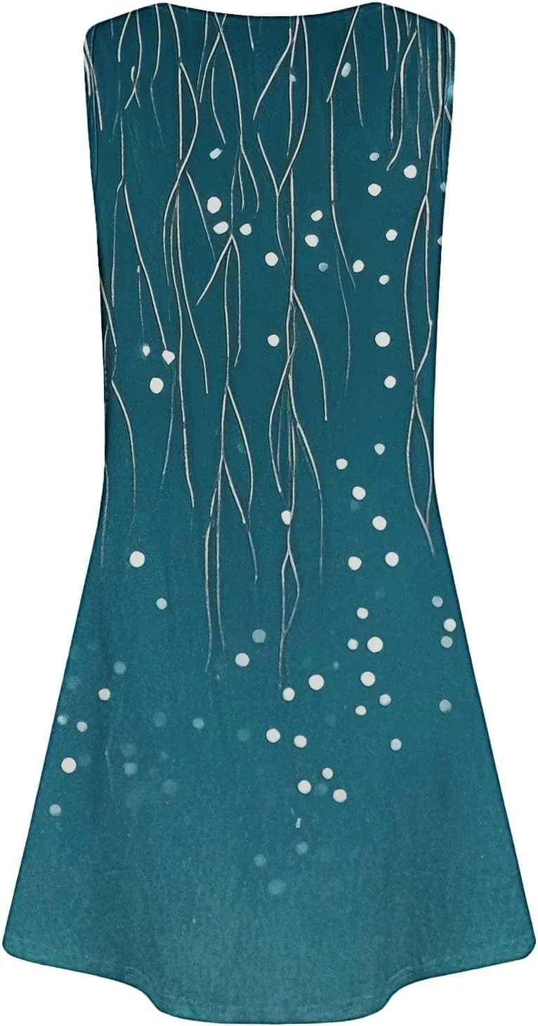 Summer Casual Dresses for Women 2025 Trendy Comfy Loose Beach Vacation Flowy Sleeveless V-Neck Boho A-Line Sundresses