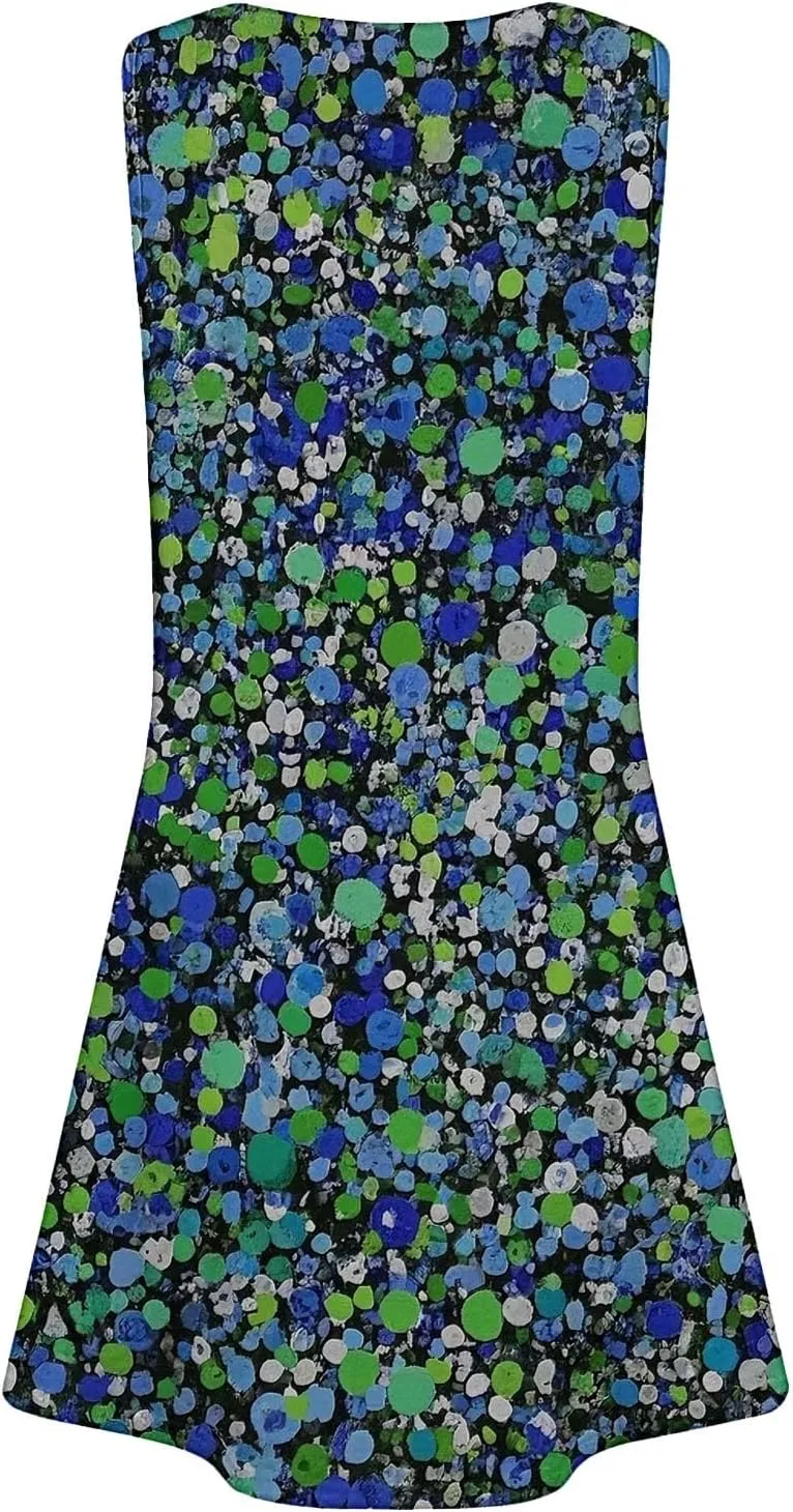 Summer Casual Dresses for Women 2025 Trendy Comfy Loose Beach Vacation Flowy Sleeveless V-Neck Boho A-Line Sundresses