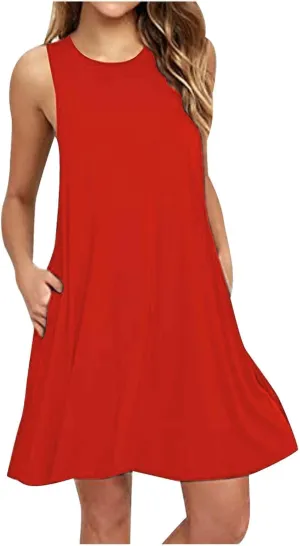Summer Dresses for Women 2025 Casual Sleeveless Flowy Midi Tank Dress Plus Size Baggy Comfy Beach Vacation Sundresses
