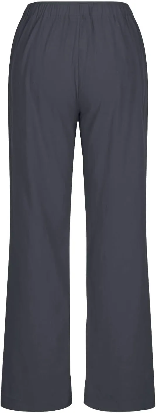 Summer Pants for Women Linen Lounge Drawstring Wide Leg Pants 2025 Trendy Comfy Elastic High Waisted Trousers
