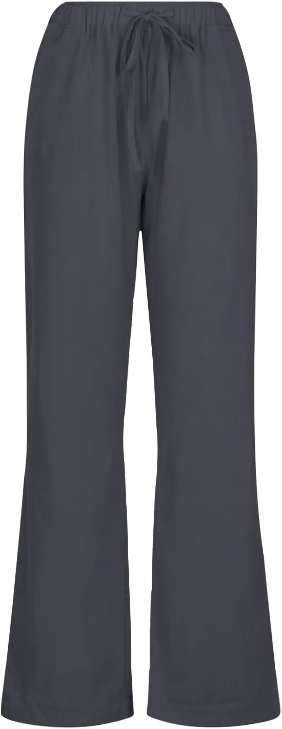 Summer Pants for Women Linen Lounge Drawstring Wide Leg Pants 2025 Trendy Comfy Elastic High Waisted Trousers
