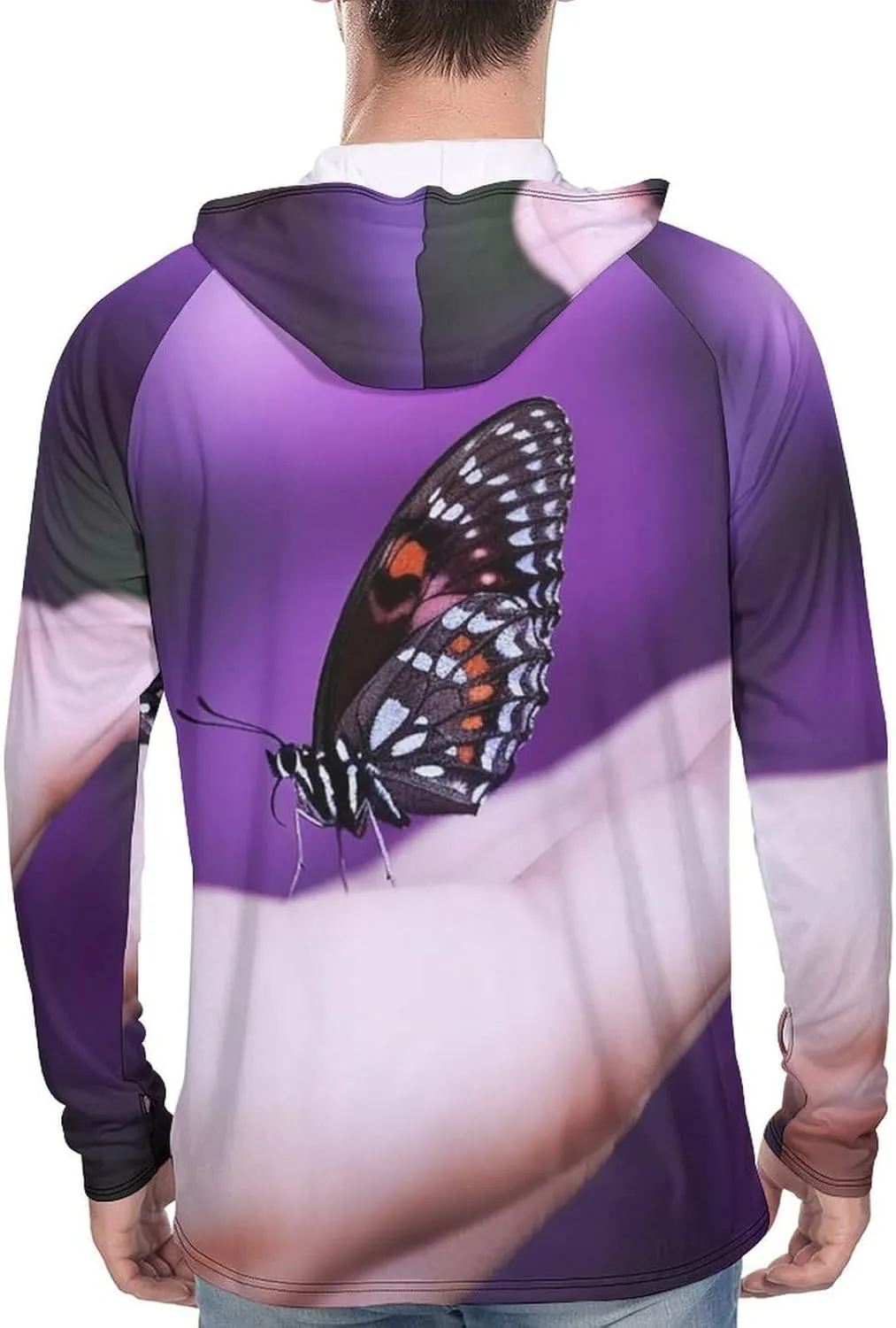 Sun Protection Shirt Long Sleeve Hoodie Butterfly On Finger Lightweight Rash Guard Quick Dry Sun Shirt for Outdoor
