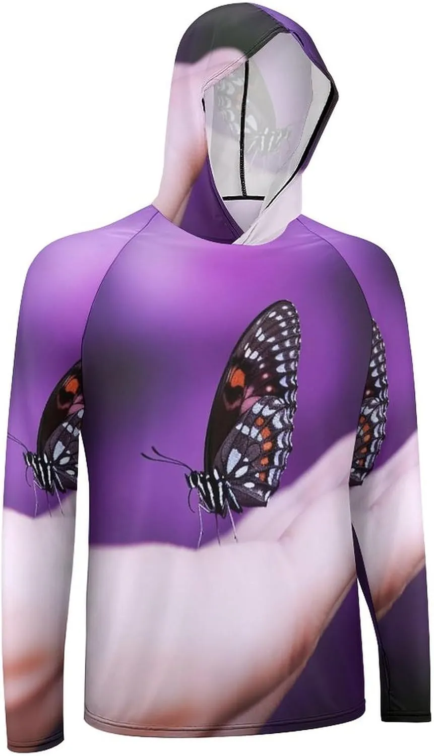 Sun Protection Shirt Long Sleeve Hoodie Butterfly On Finger Lightweight Rash Guard Quick Dry Sun Shirt for Outdoor