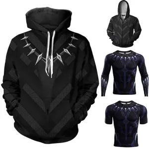 Superhero Panther Hoodie Sweatershirt Coat Jacket Sweater T-shirt Casual Hoodies halloween Cosplay Costumes