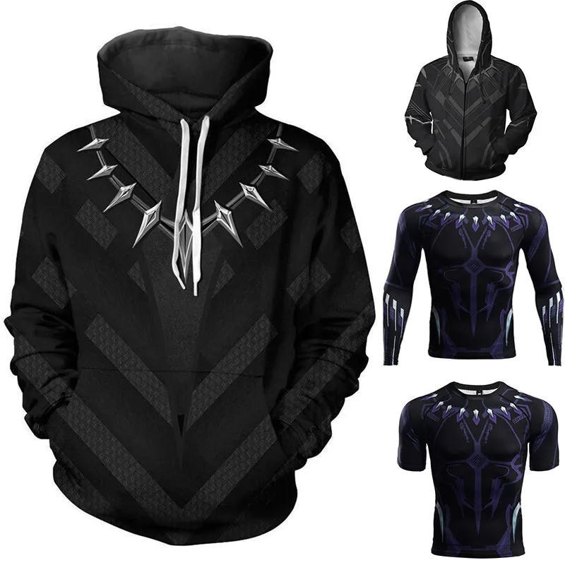 Superhero Panther Hoodie Sweatershirt Coat Jacket Sweater T-shirt Casual Hoodies halloween Cosplay Costumes