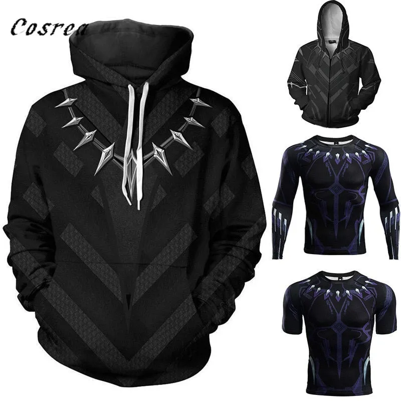 Superhero Panther Hoodie Sweatershirt Coat Jacket Sweater T-shirt Casual Hoodies halloween Cosplay Costumes