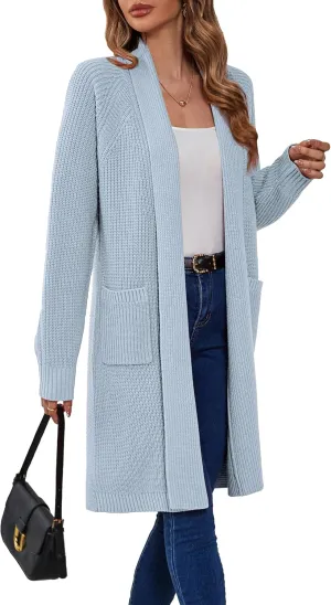 SuperPrity Cardigan Sweaters for Women Fashion 2024 Casual Open Front Knit Coat Long Sleeve Coatigan Jackets Fall Outwear