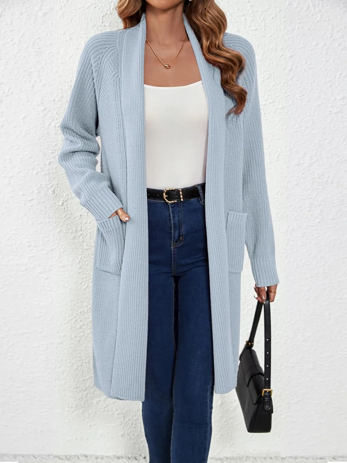 SuperPrity Cardigan Sweaters for Women Fashion 2024 Casual Open Front Knit Coat Long Sleeve Coatigan Jackets Fall Outwear