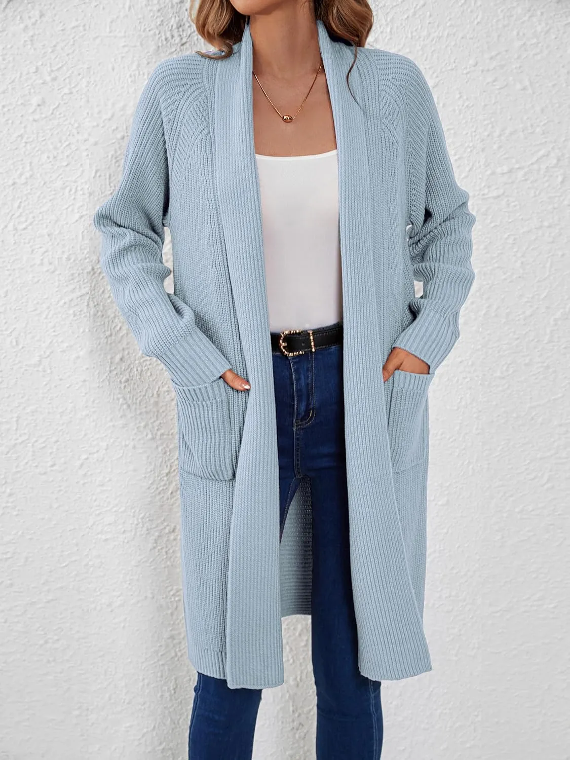 SuperPrity Cardigan Sweaters for Women Fashion 2024 Casual Open Front Knit Coat Long Sleeve Coatigan Jackets Fall Outwear