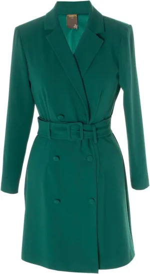 Taylor Women's Long Sleeve Collared Button Blazer Dress with Belt