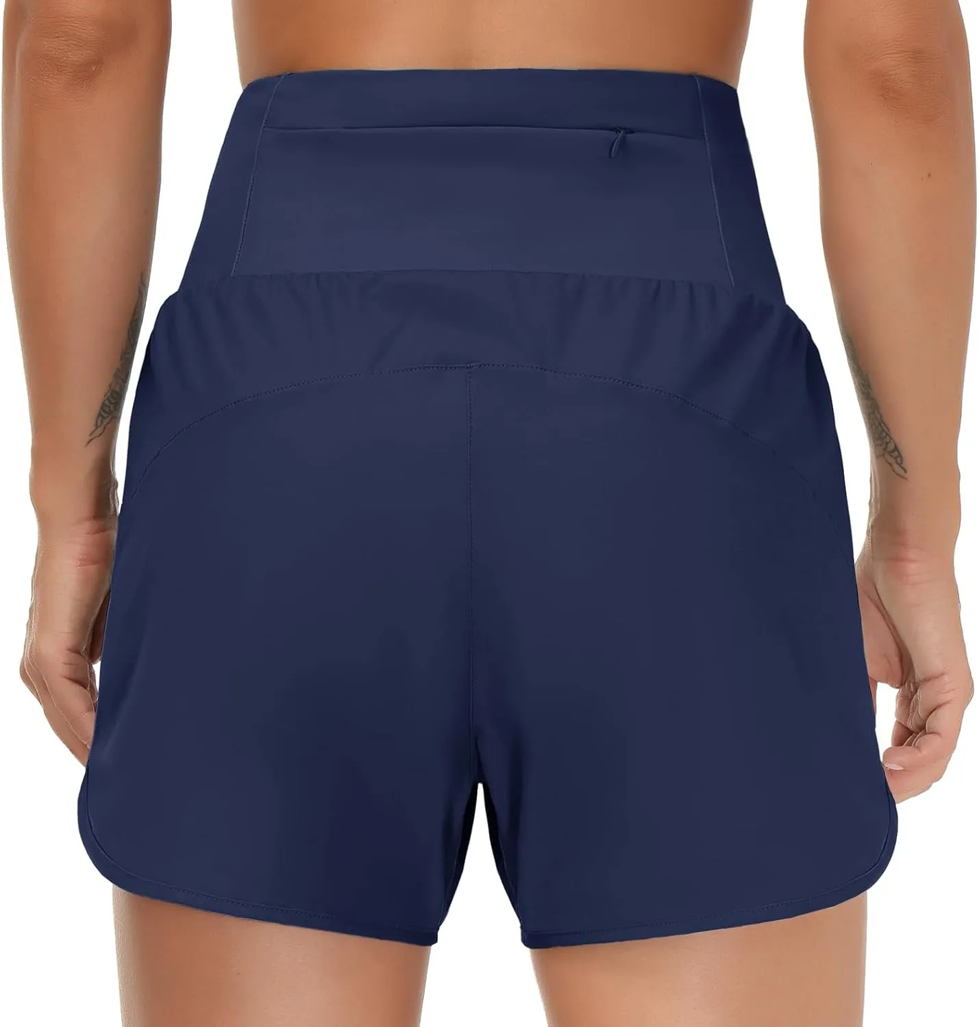 THE GYM PEOPLE Womens High Waist Running Shorts with Liner Athletic Hiking Workout Shorts Zip Pockets