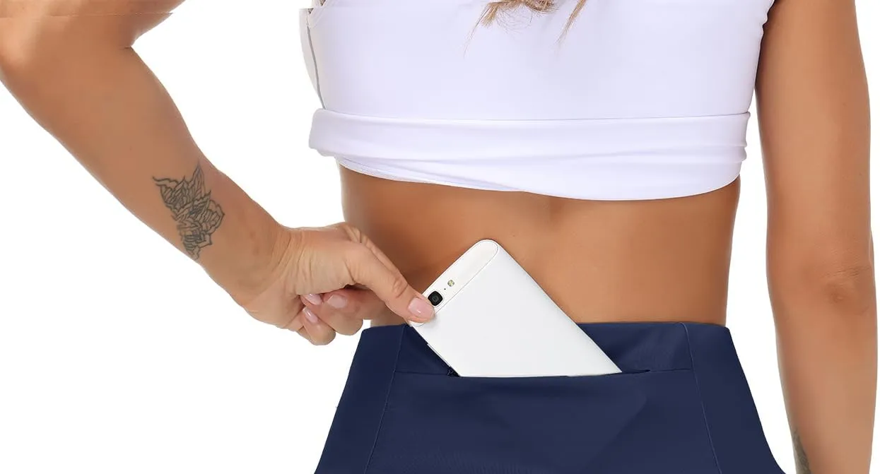 THE GYM PEOPLE Womens High Waist Running Shorts with Liner Athletic Hiking Workout Shorts Zip Pockets