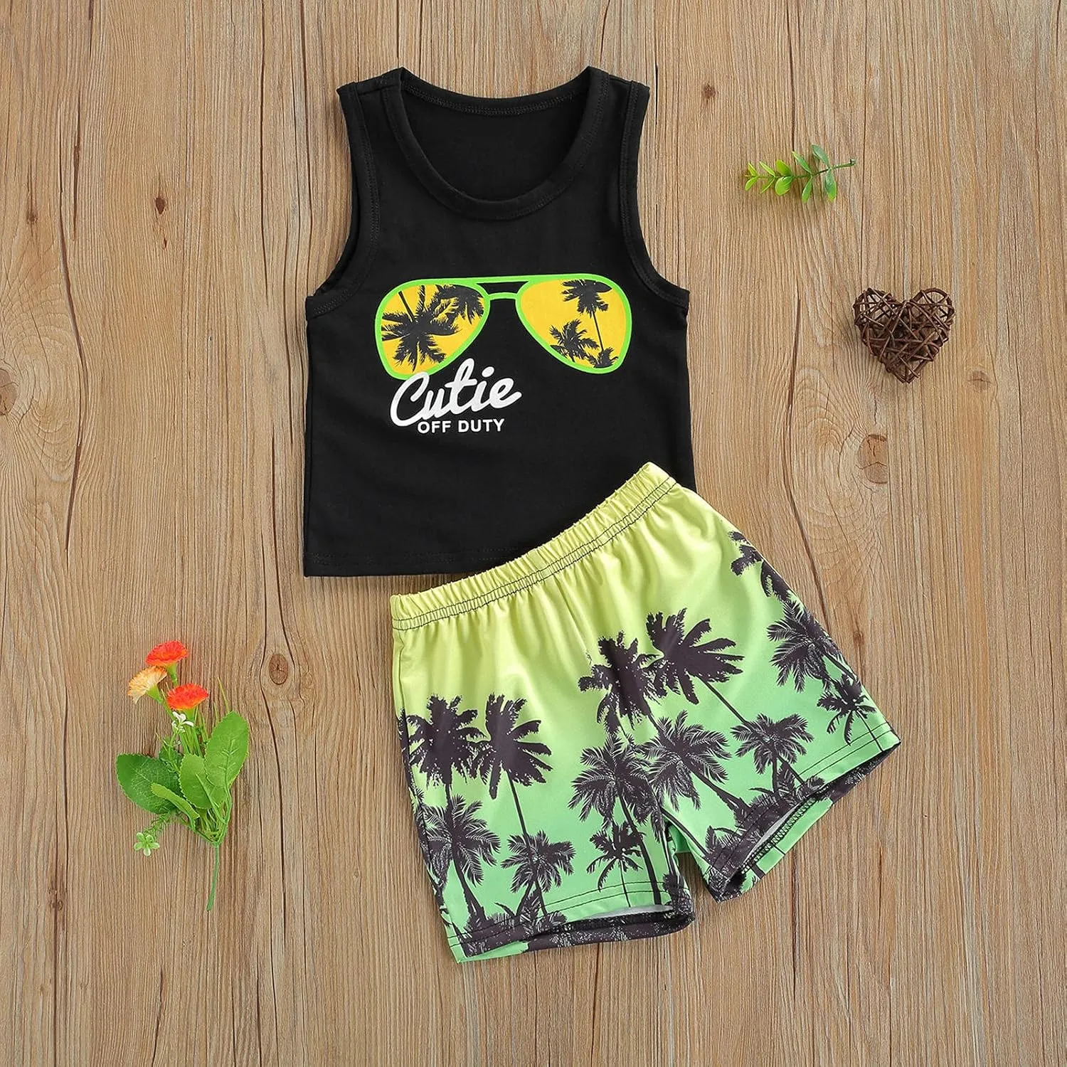 Toddler Boys Shorts Set Seaside Printed T-Shirt Shorts 2Pcs Little Boy Outfits Summer Clothes Suit