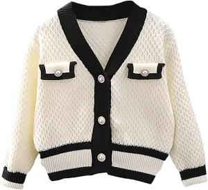 Toddler Girls Cardigan Sweater Button Knit Sweater Kids Winter Coat Size 2-7T