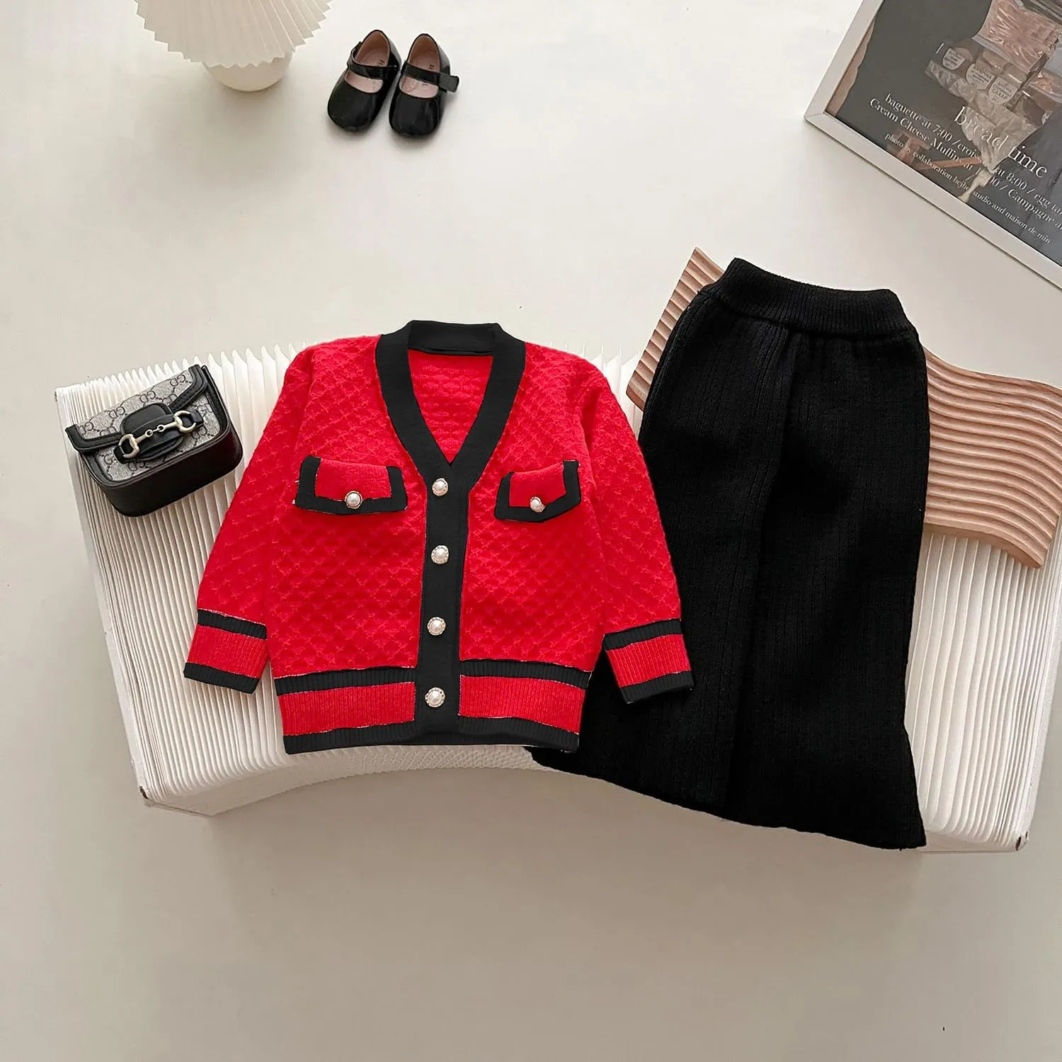 Toddler Girls Cardigan Sweater Button Knit Sweater Kids Winter Coat Size 2-7T
