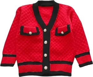 Toddler Girls Cardigan Sweater Button Knit Sweater Kids Winter Coat Size 2-7T