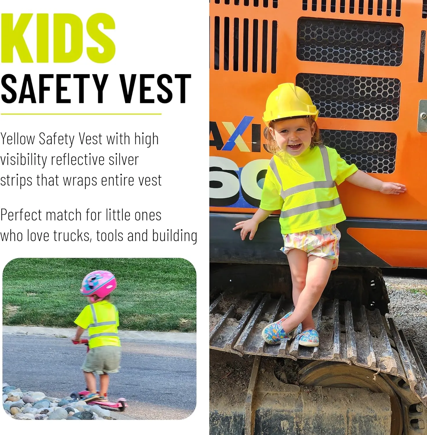 Toddler High Viz Yellow Safety Shirt - Reflective Construction Worker T-Shirt for Kids. Any Adventure Play 2T-XS