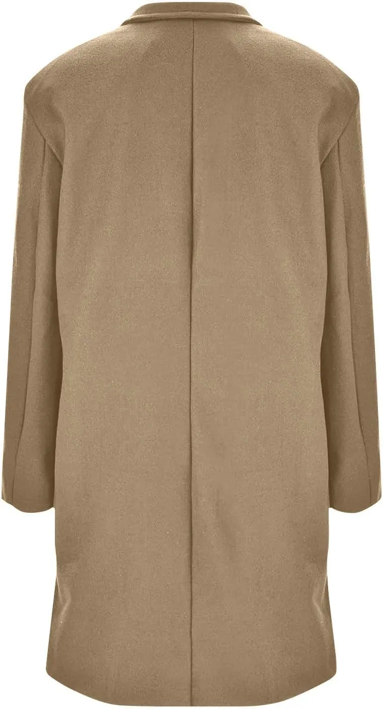 Trench Coat for Women Winter Lapel Collar Single Breasted Pea Coats Wool Blend Warm Windproof Winter Blazer Jacket