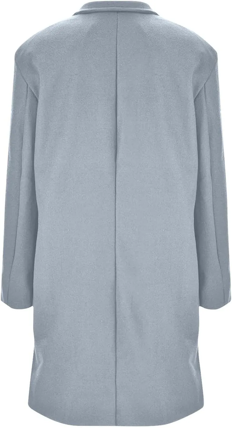 Trench Coat for Women Winter Lapel Collar Single Breasted Pea Coats Wool Blend Warm Windproof Winter Blazer Jacket