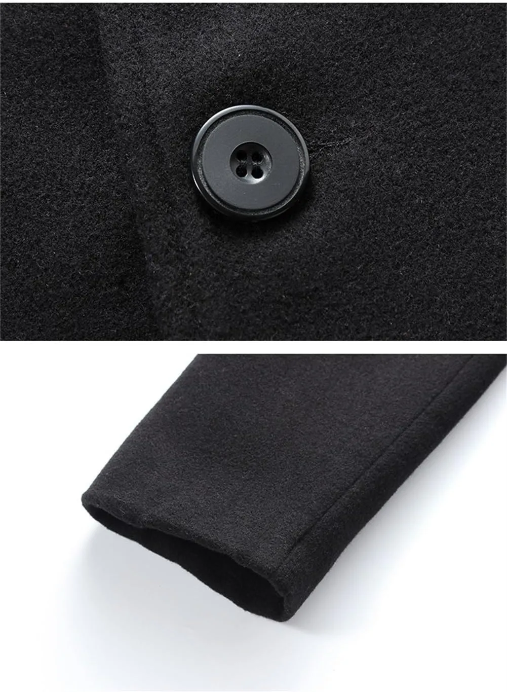 Trench Coat Men Single Breasted Wool Blend Coat, Notched Lapel Mid Length Pea Coat, Warm Winter Trench Coat With Pockets