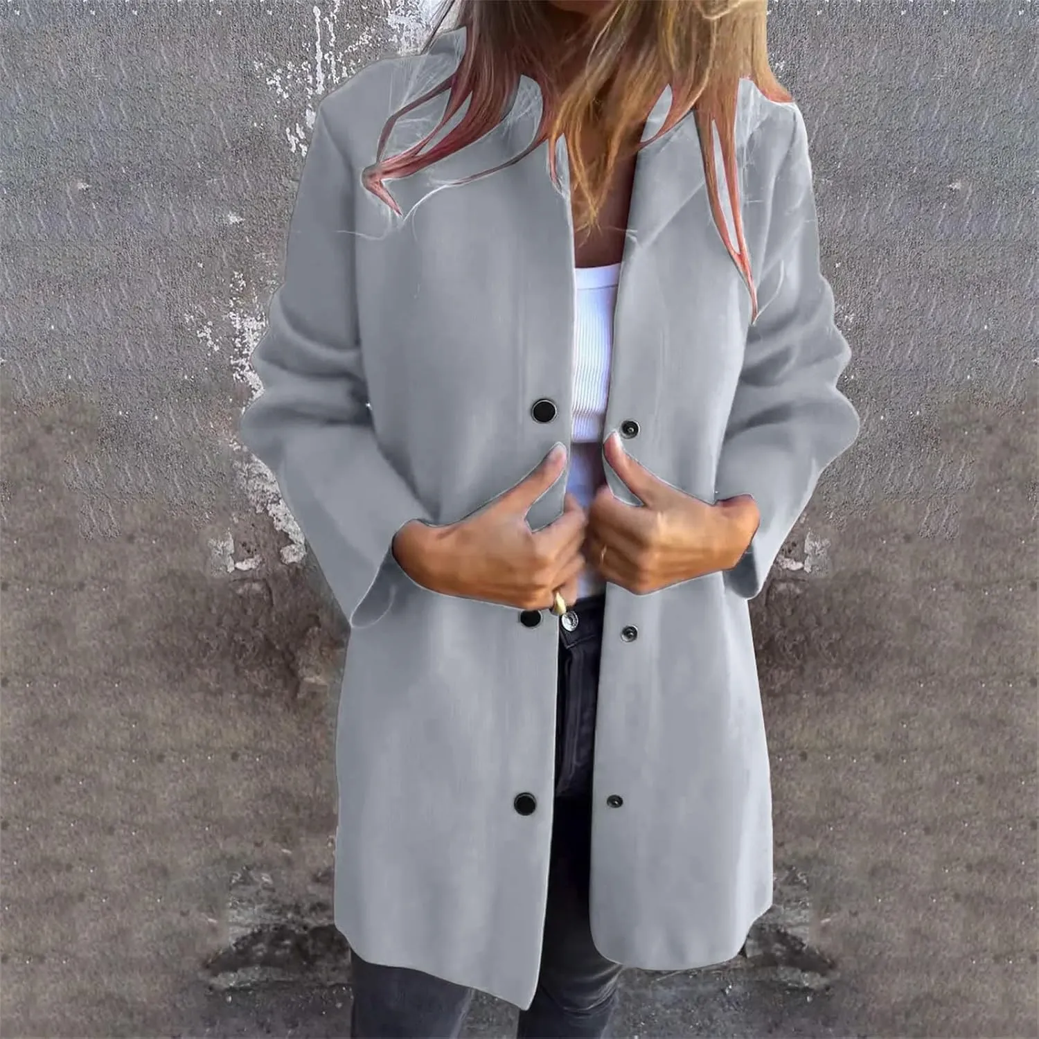 Trench Coat Women Dressy Casual Single Breasted Anoraks Hooded Jacket Lapel Neck Long Sleeve Coat Fall Winter Outwear