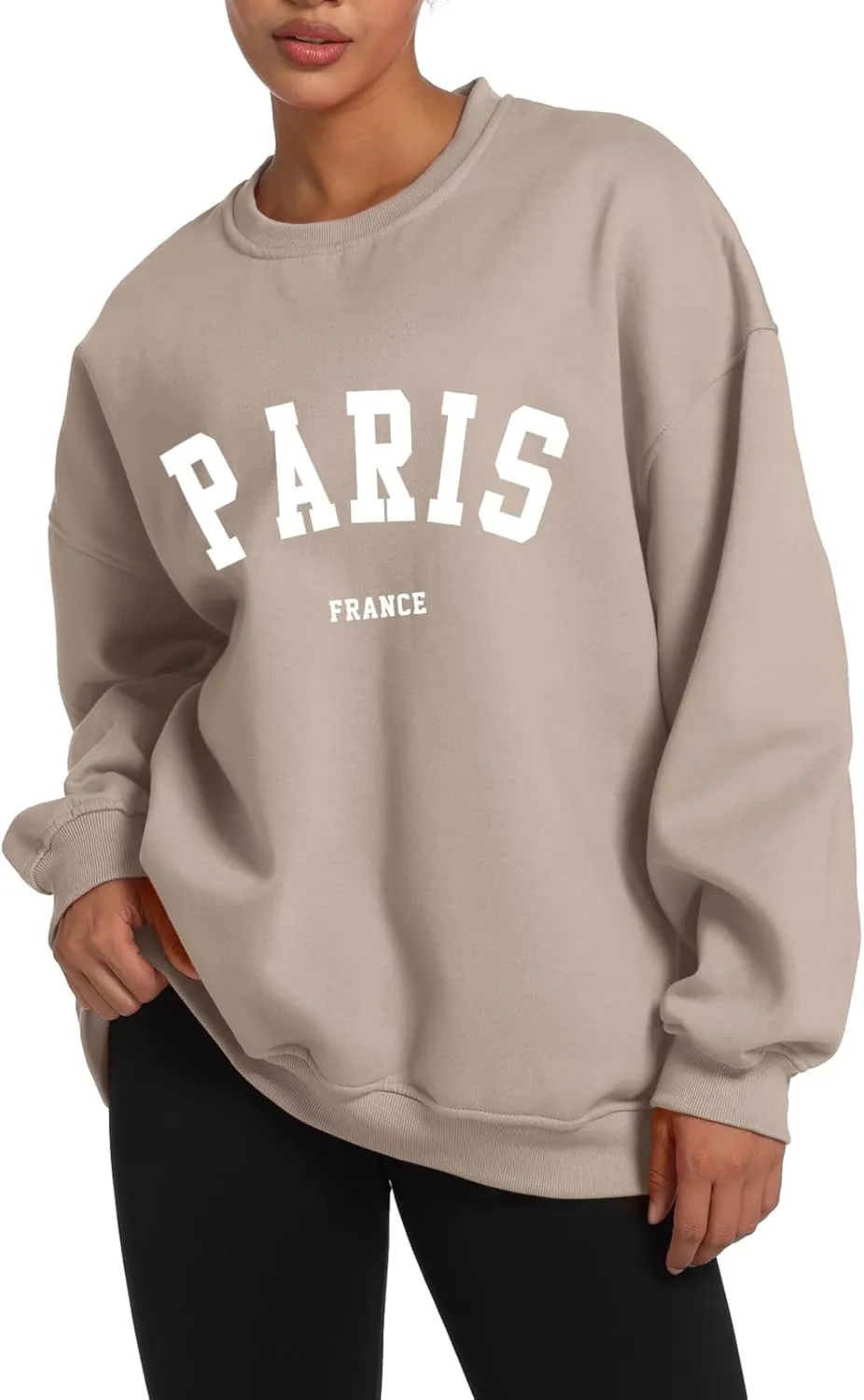 Tuislay Paris College Sweatshirt for Women Oversized Trendy Comfy Crewneck Sweatshirts Casual Graphic Pullover Tops Unisex