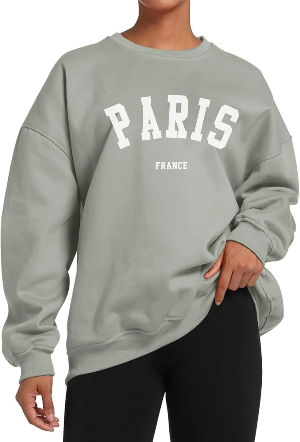Tuislay Paris College Sweatshirt for Women Oversized Trendy Comfy Crewneck Sweatshirts Casual Graphic Pullover Tops Unisex