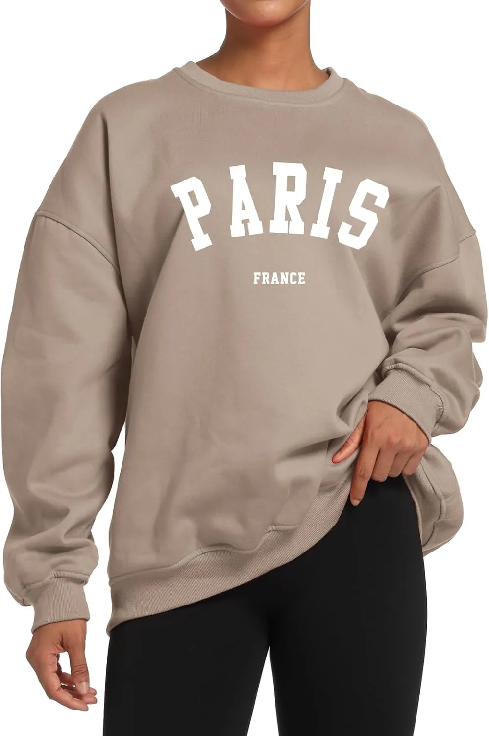 Tuislay Paris College Sweatshirt for Women Oversized Trendy Comfy Crewneck Sweatshirts Casual Graphic Pullover Tops Unisex