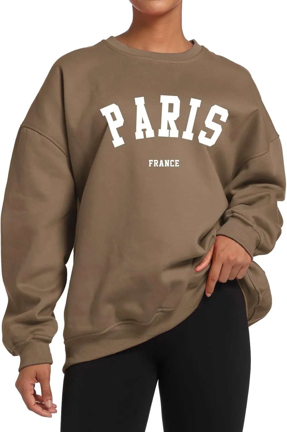 Tuislay Paris College Sweatshirt for Women Oversized Trendy Comfy Crewneck Sweatshirts Casual Graphic Pullover Tops Unisex