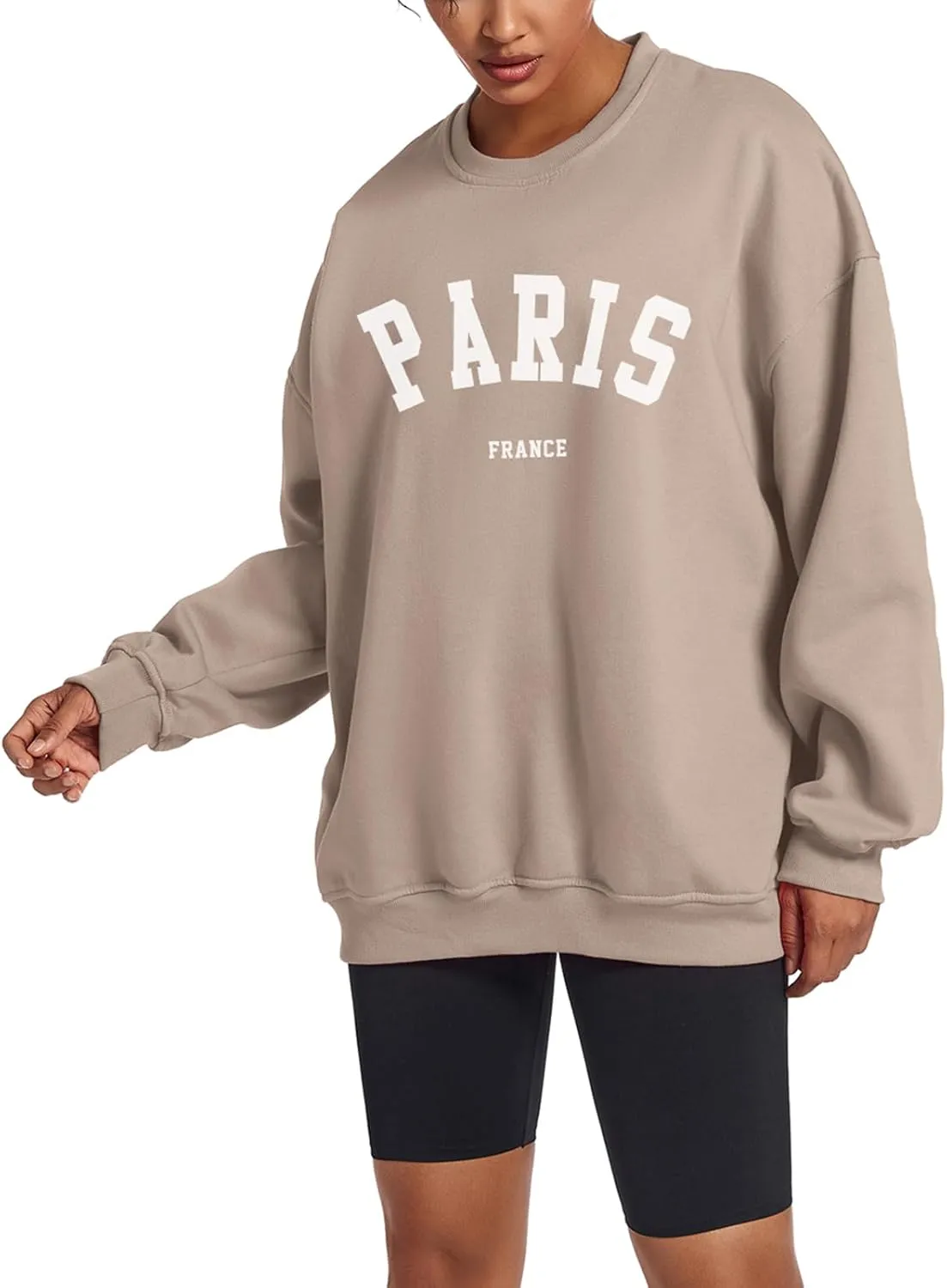 Tuislay Paris College Sweatshirt for Women Oversized Trendy Comfy Crewneck Sweatshirts Casual Graphic Pullover Tops Unisex
